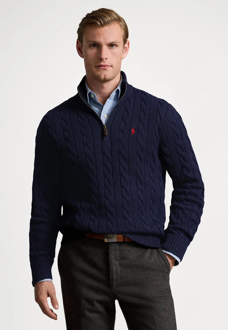 Polo Maglione a Trecce Mezza Zip